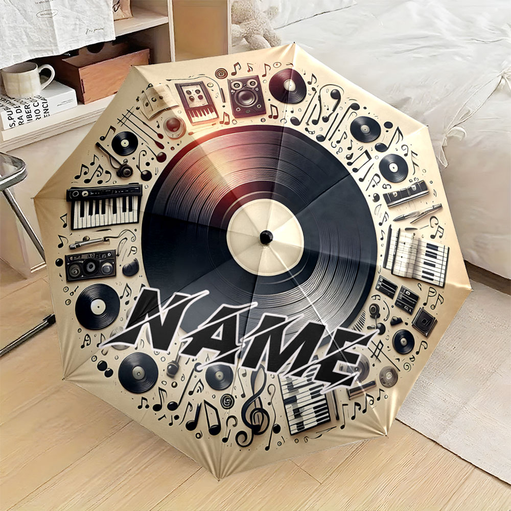 Musical Instrument And Names - Ombrello personalizzato con nome, design 