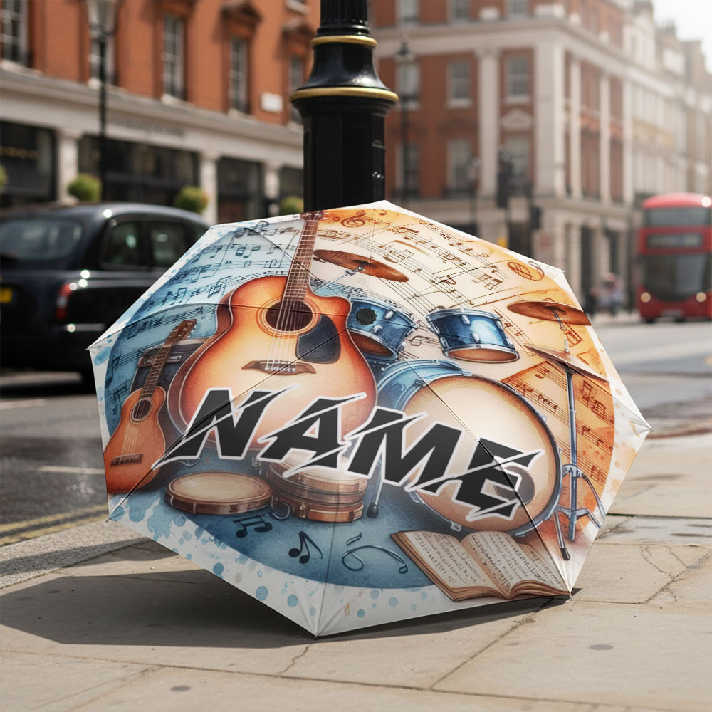Musical Instrument And Names - Ombrello personalizzato con nome, design ispirato