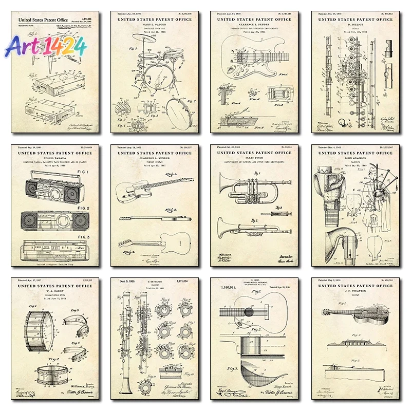 Poster Brevettato Vintage Stru - Picture Of Musical Instrument recensione e prezzo